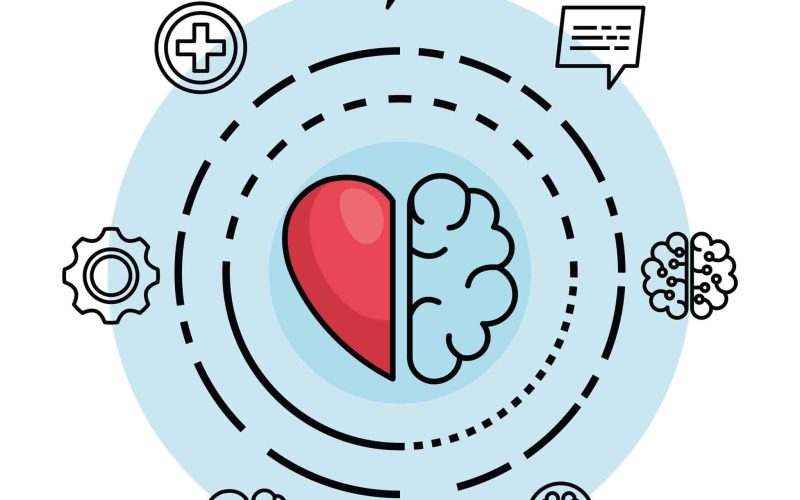 creative brain with heart to creative mind vector illustration