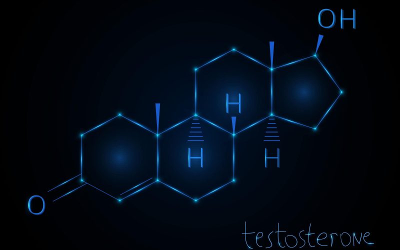 Hormone Testosterone , molecular formula. Chemical abstract background. Vector illustration