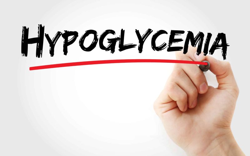 hypoglycemia text with marker, concept background