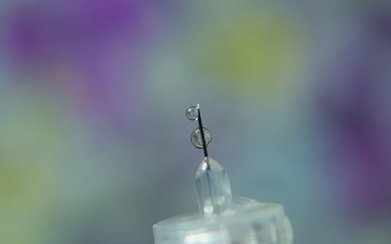 Diabetes syringe with needle closeup